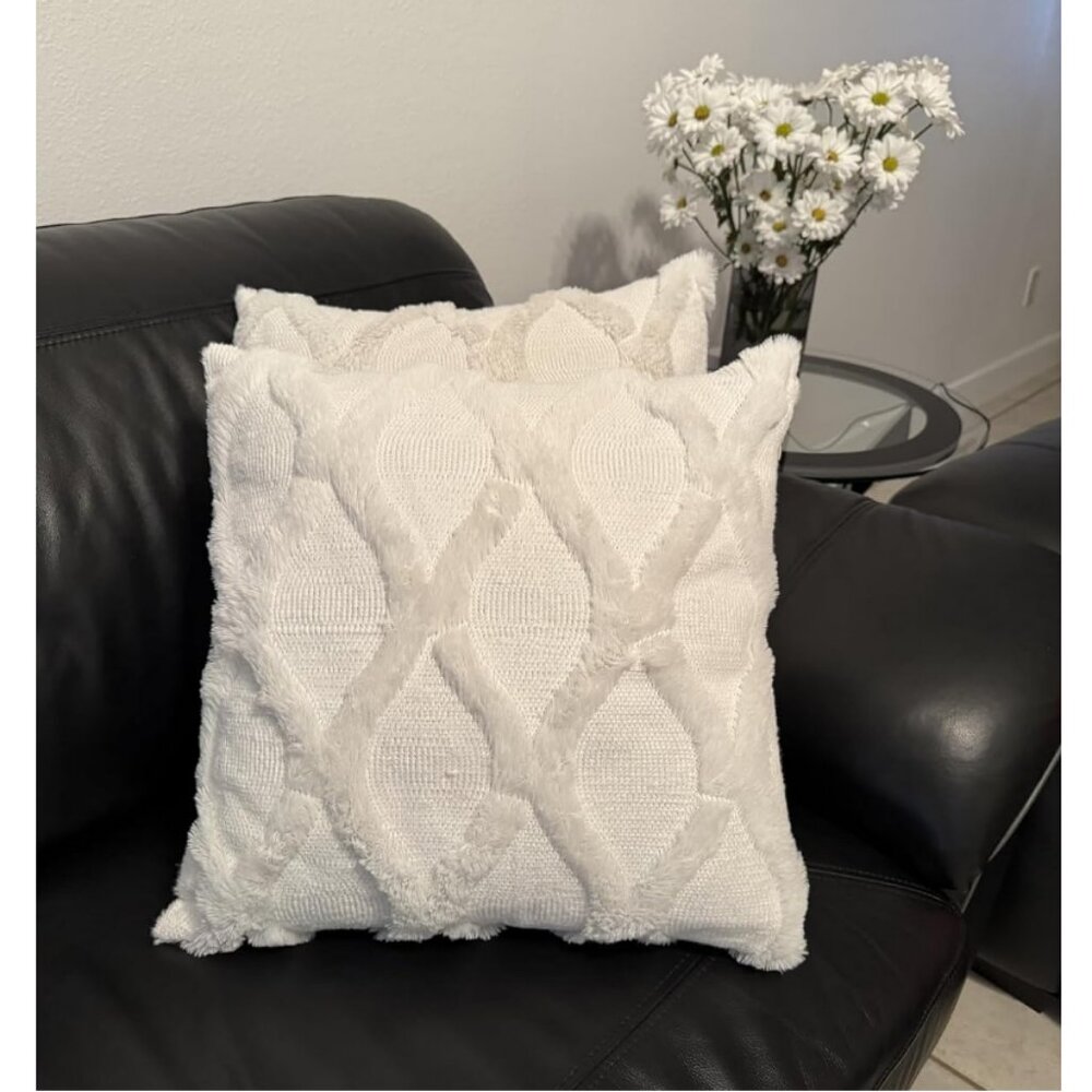 Decorative Pillow Covers 2pc Soft Accent Couch Boho Farmhouse Cottage Decor 18" - Picture 4 of 12